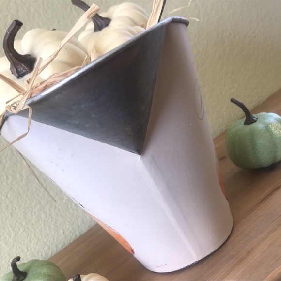 Fall Farmhouse Harvest large metal decorative pitcher with Cinderella pumpkin - Picture 6 of 16